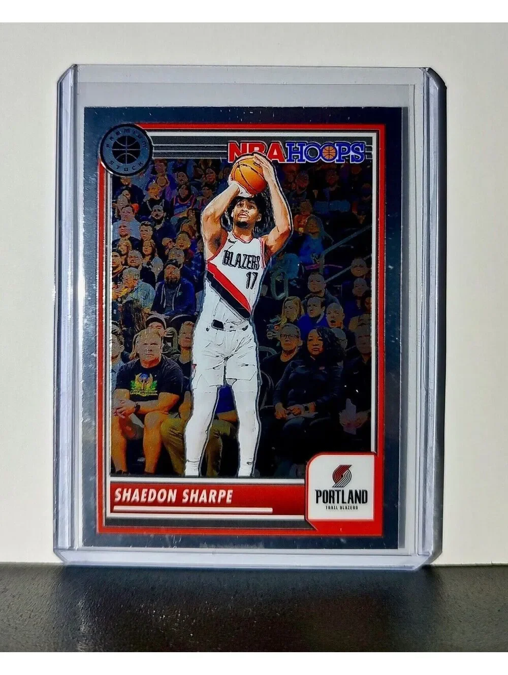 Shaedon Sharpe 2023-24 Panini Premium Stock NBA Hoops #214 Card Trail Blazers